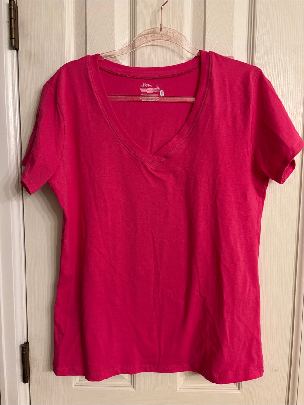 Asics Women's Hot Pink V-Neck Short Sleeve Tee